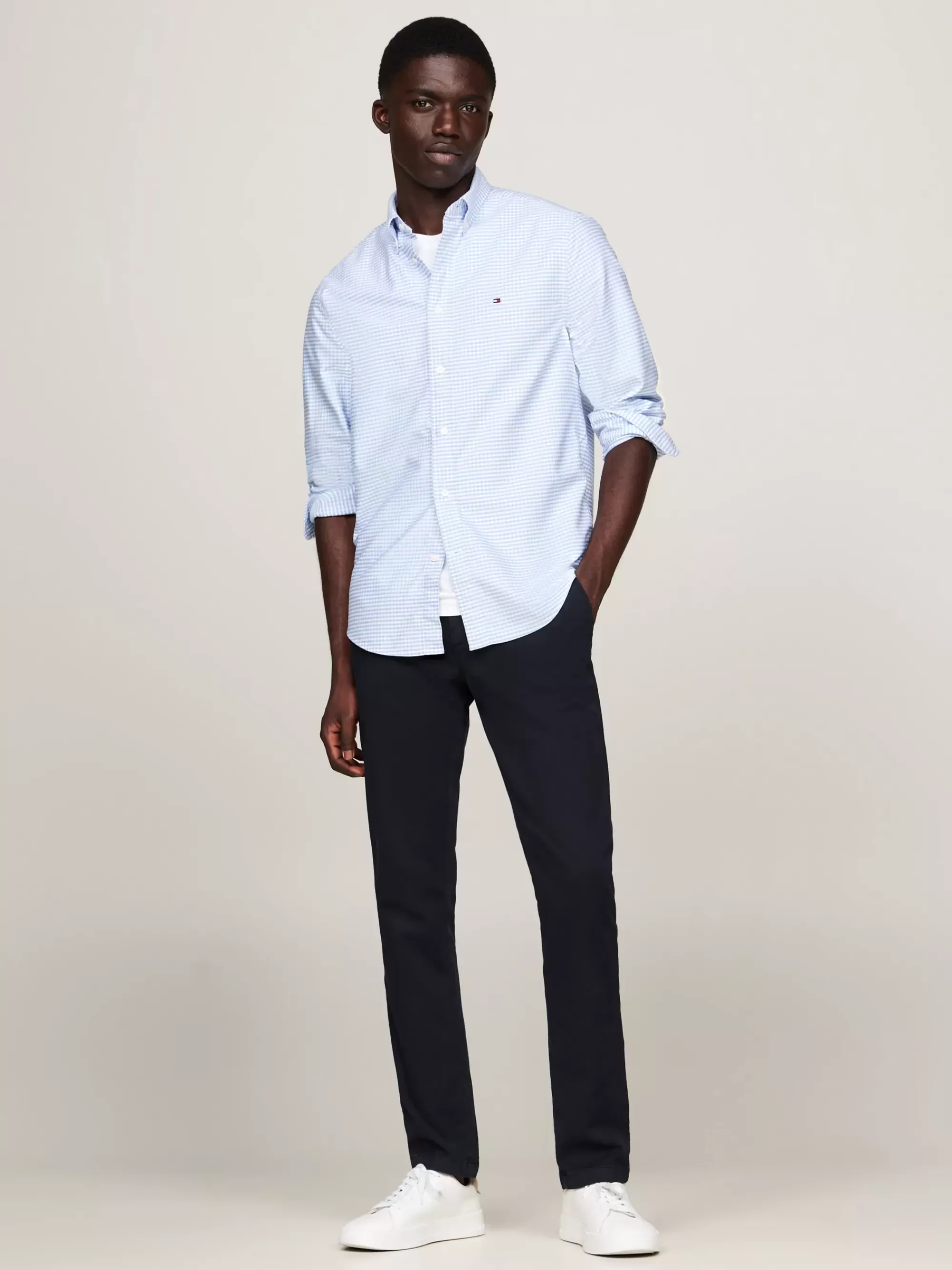 Overhemden*Tommy Hilfiger Regular Fit Oxford-overhemd Met Ginghamruit CLOUDY BLUE / CHECK