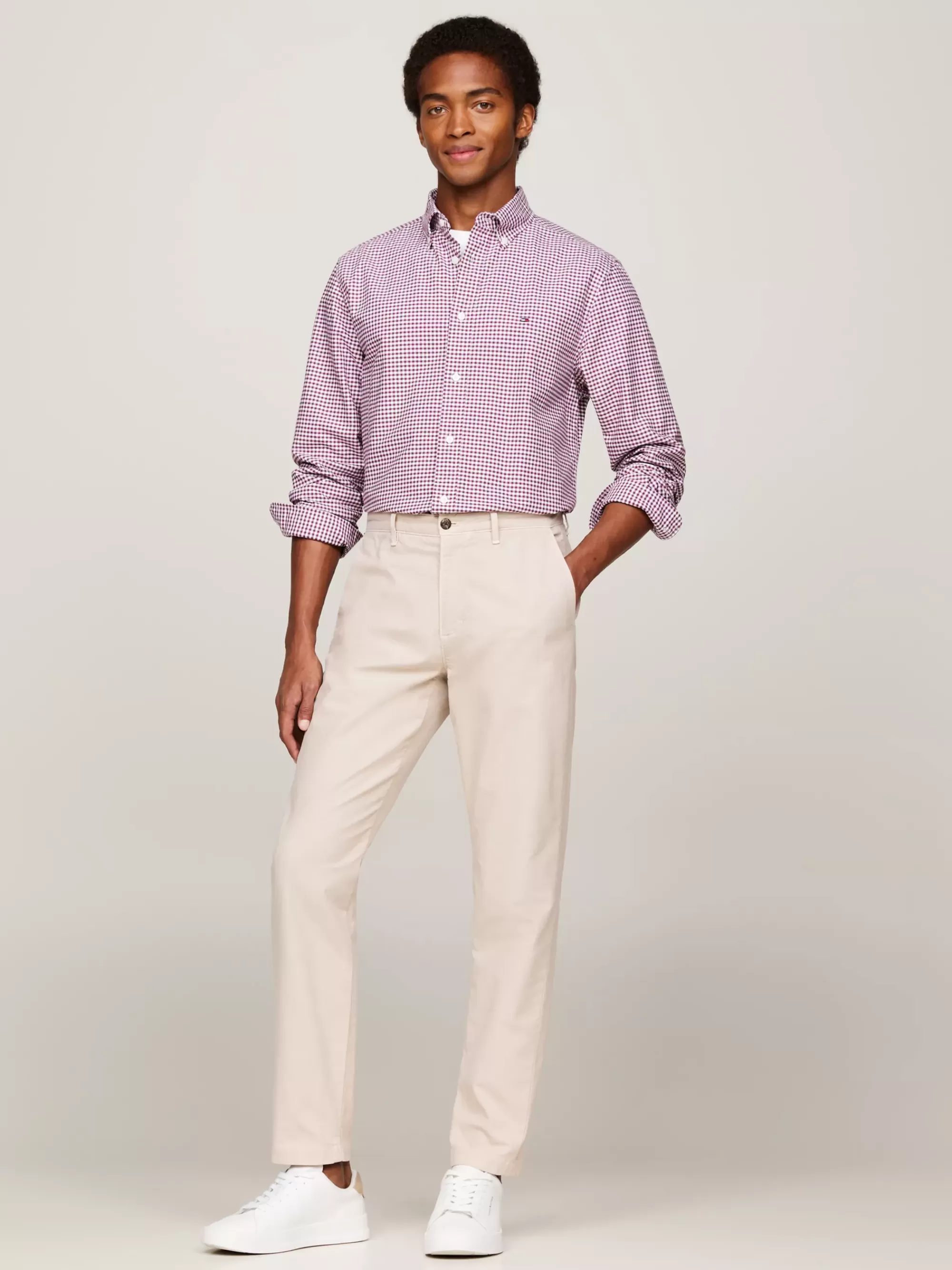 Overhemden*Tommy Hilfiger Regular Fit Oxford-overhemd Met Ginghamruit HERITAGE PLUM / OPTIC WHITE