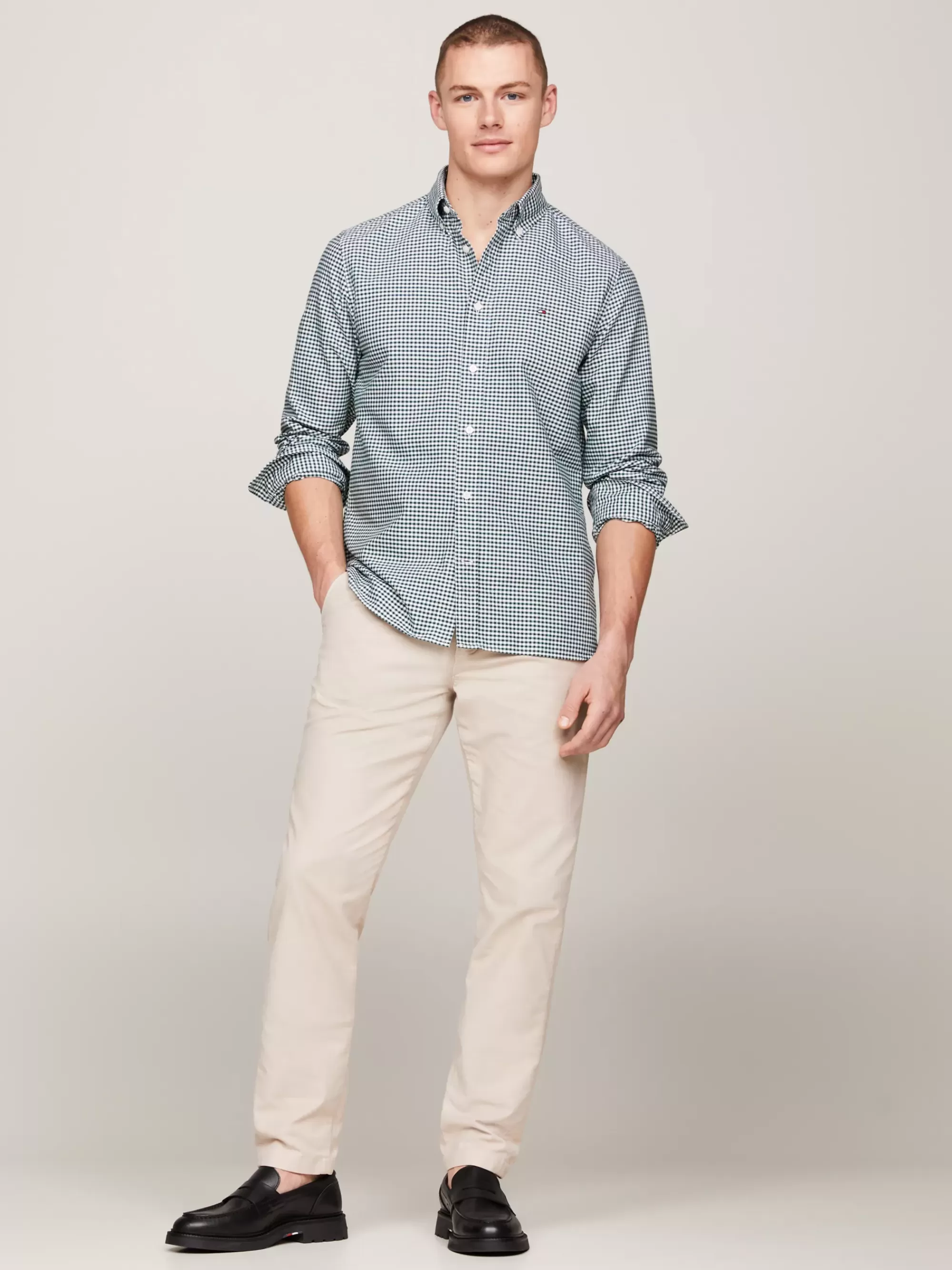 Overhemden*Tommy Hilfiger Regular Fit Oxford-overhemd Met Ginghamruit ORNAMENTAL GREEN / WHITE