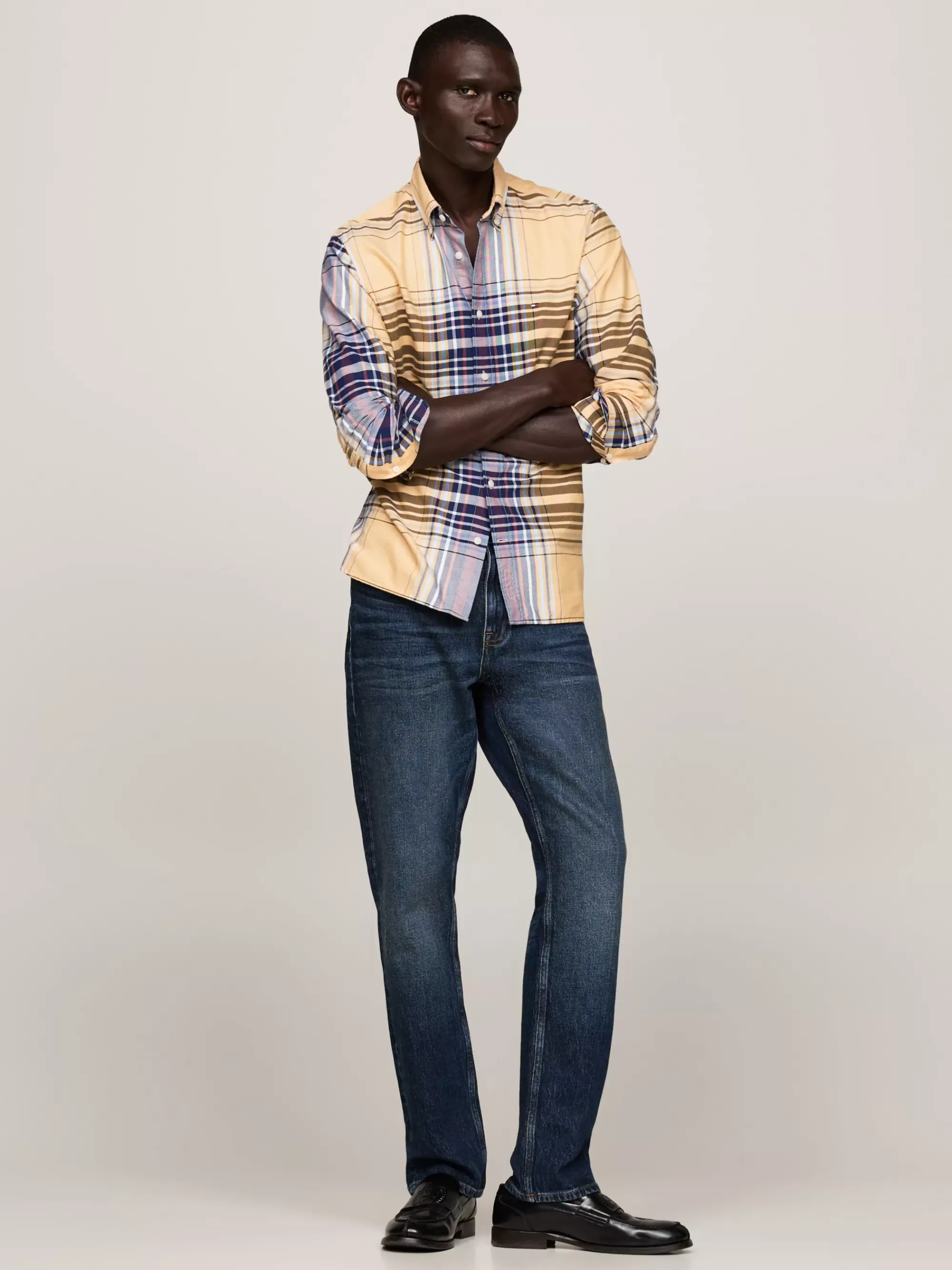 Overhemden*Tommy Hilfiger Regular Fit Oxford-overhemd Met Ruit CITY YELLOW / MULTI