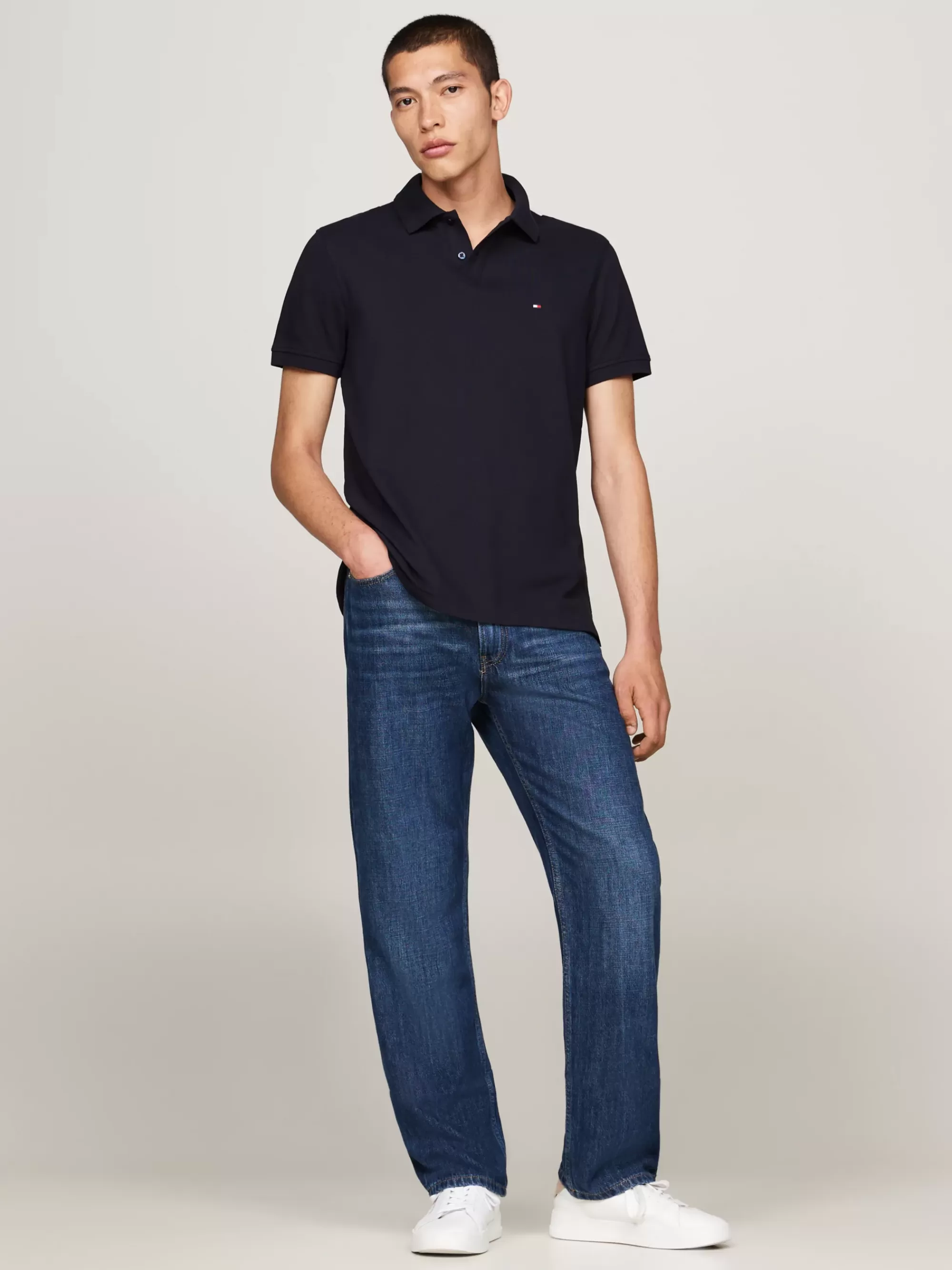 Polo's*Tommy Hilfiger Regular Fit Polo Met Colour-blocked Achterkant DESERT SKY / ECRU / ROUGE