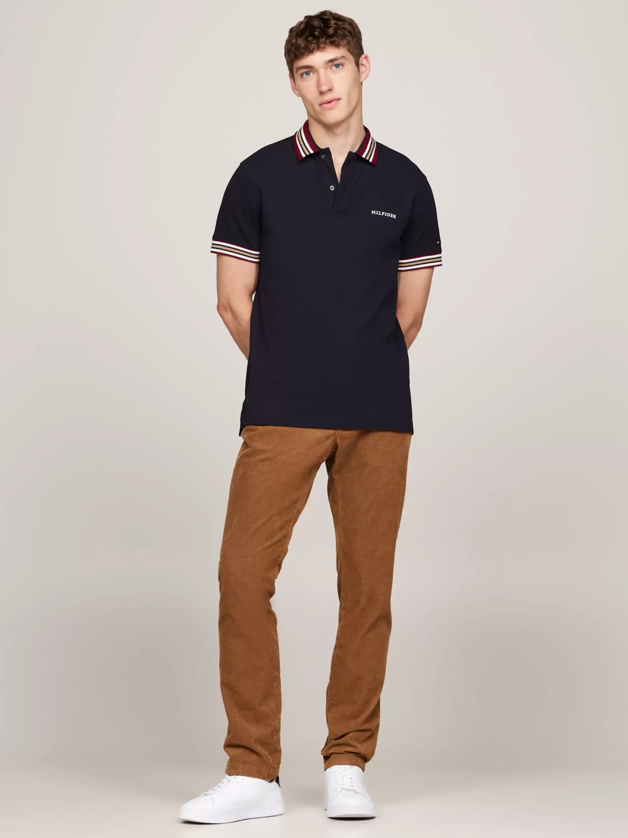 Polo's*Tommy Hilfiger Regular Fit Polo Met Contrasterende Kraag DESERT SKY