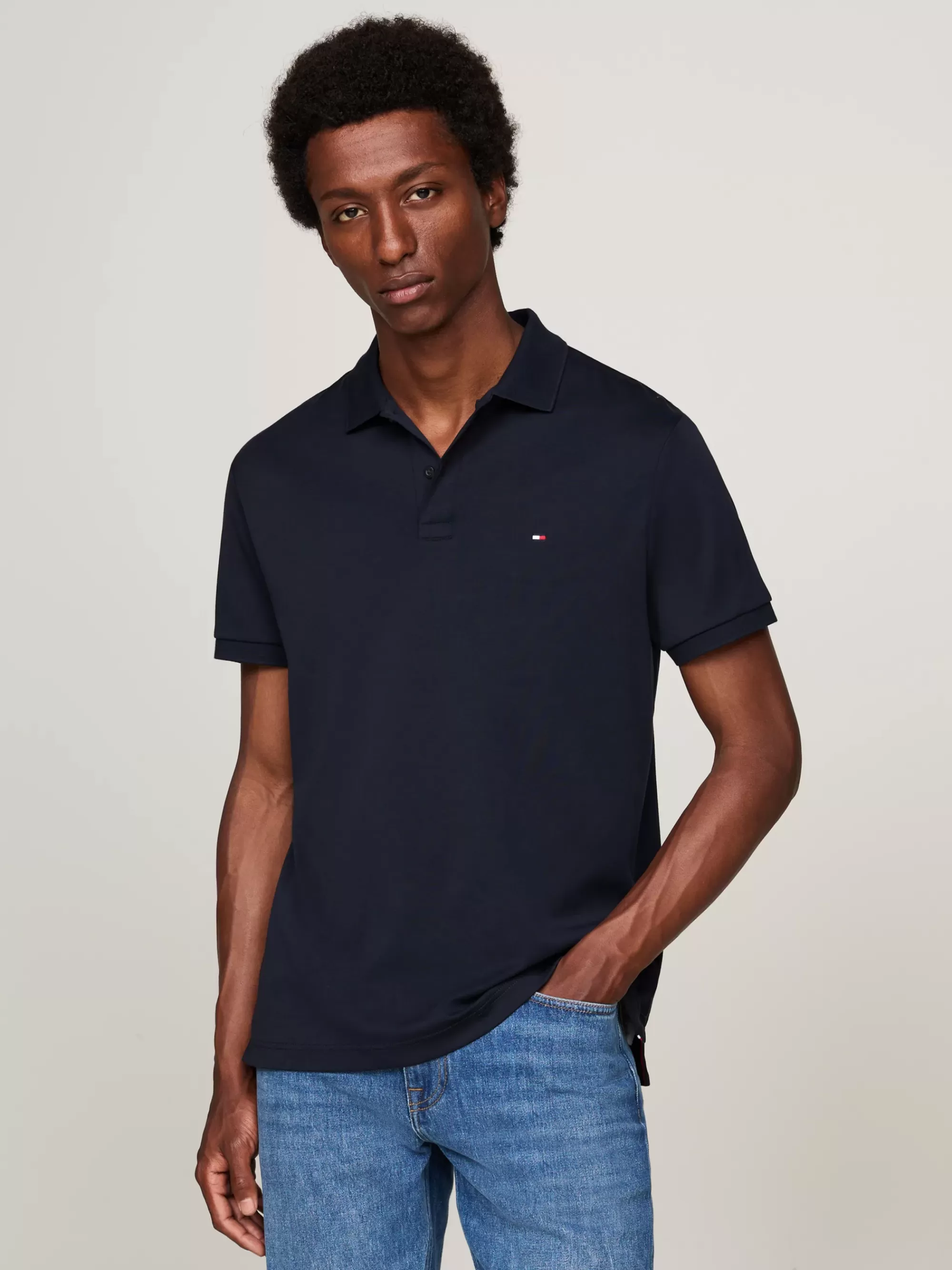 Polo's*Tommy Hilfiger Regular Fit Polo Met Geborduurde Vlag DESERT SKY