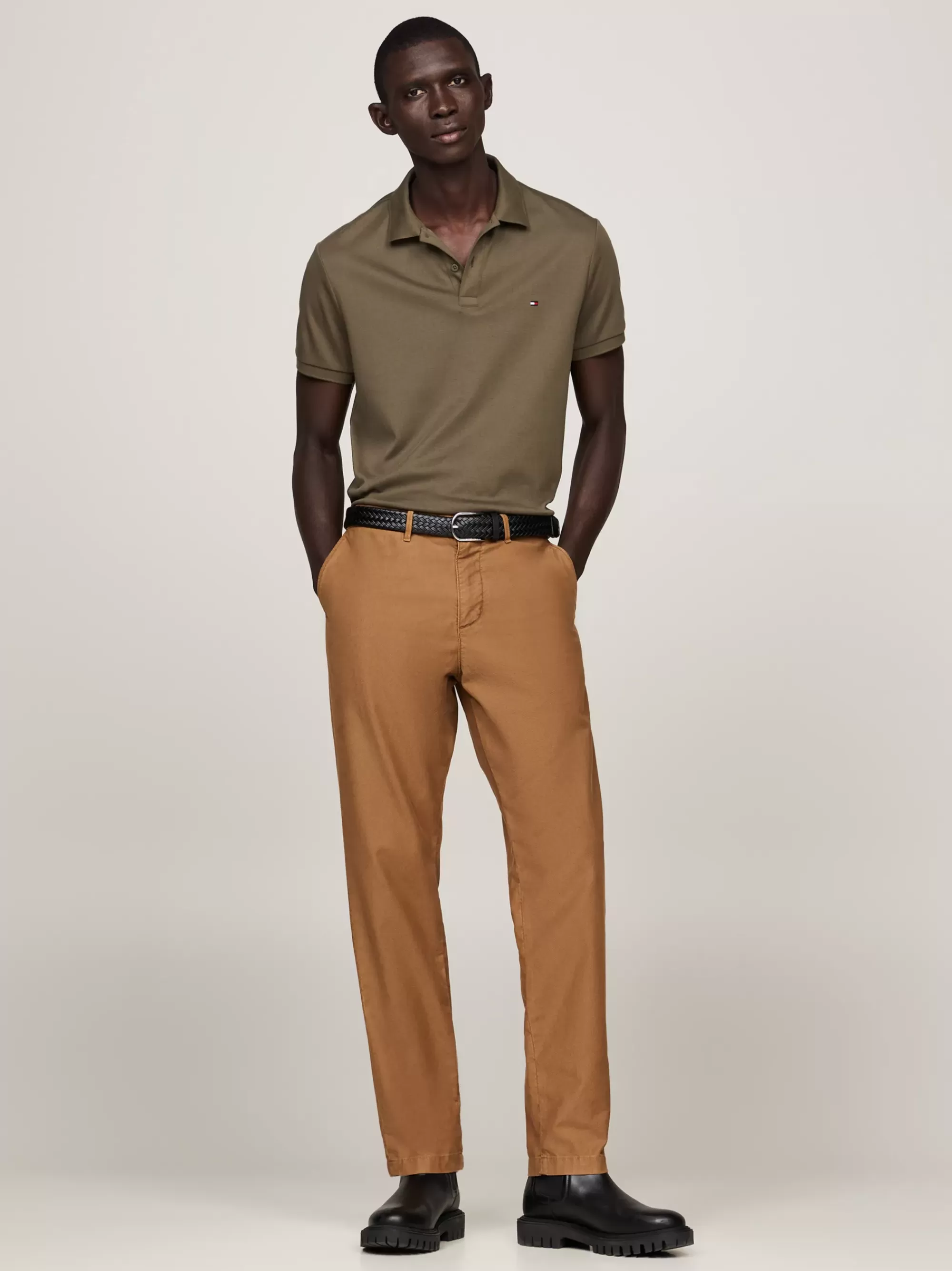Polo's*Tommy Hilfiger Regular Fit Polo Met Geborduurde Vlag ARMY GREEN
