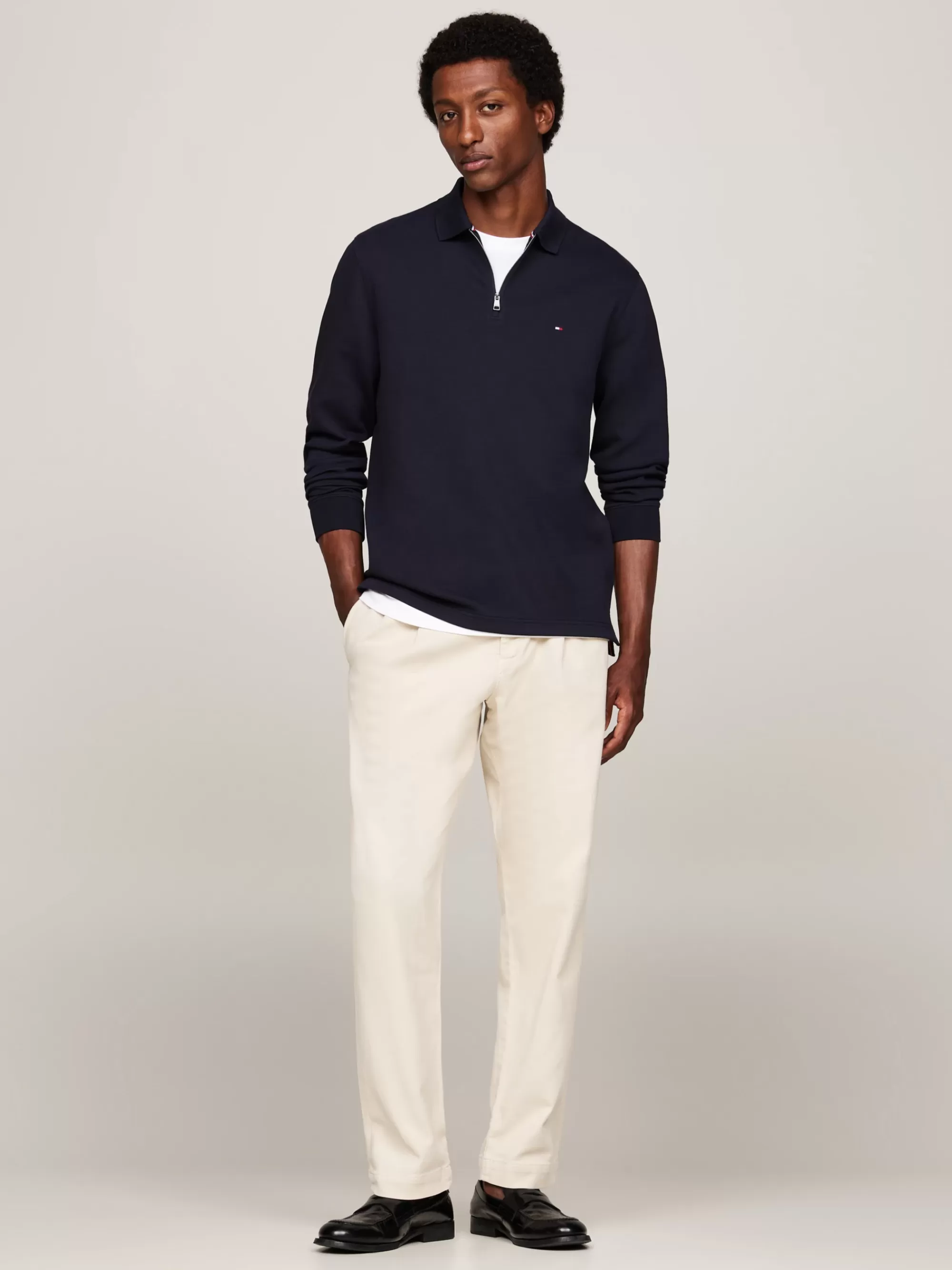 Polo's*Tommy Hilfiger Regular Fit Polo Met Lange Mouwen En 1/4-rits DESERT SKY