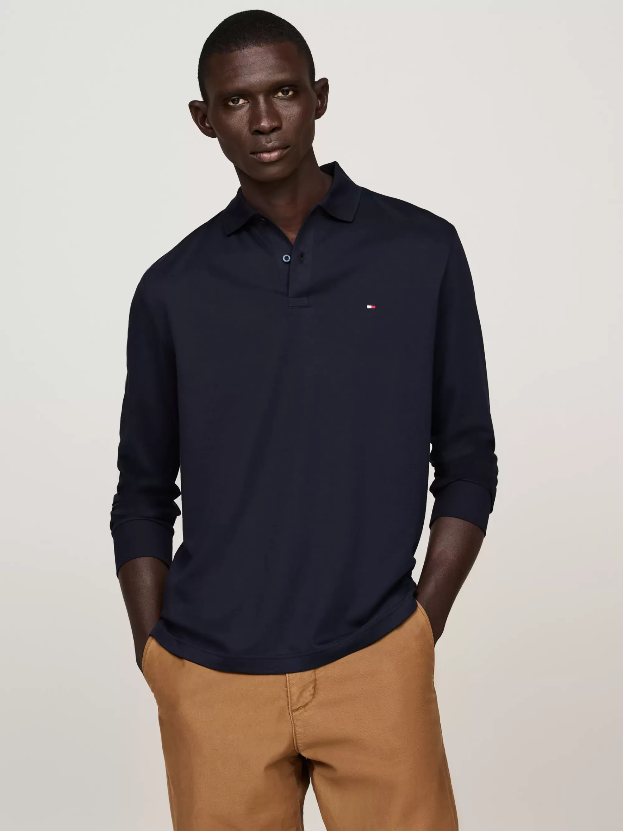 Polo's*Tommy Hilfiger Regular Fit Poloshirt Met Lange Mouwen DESERT SKY