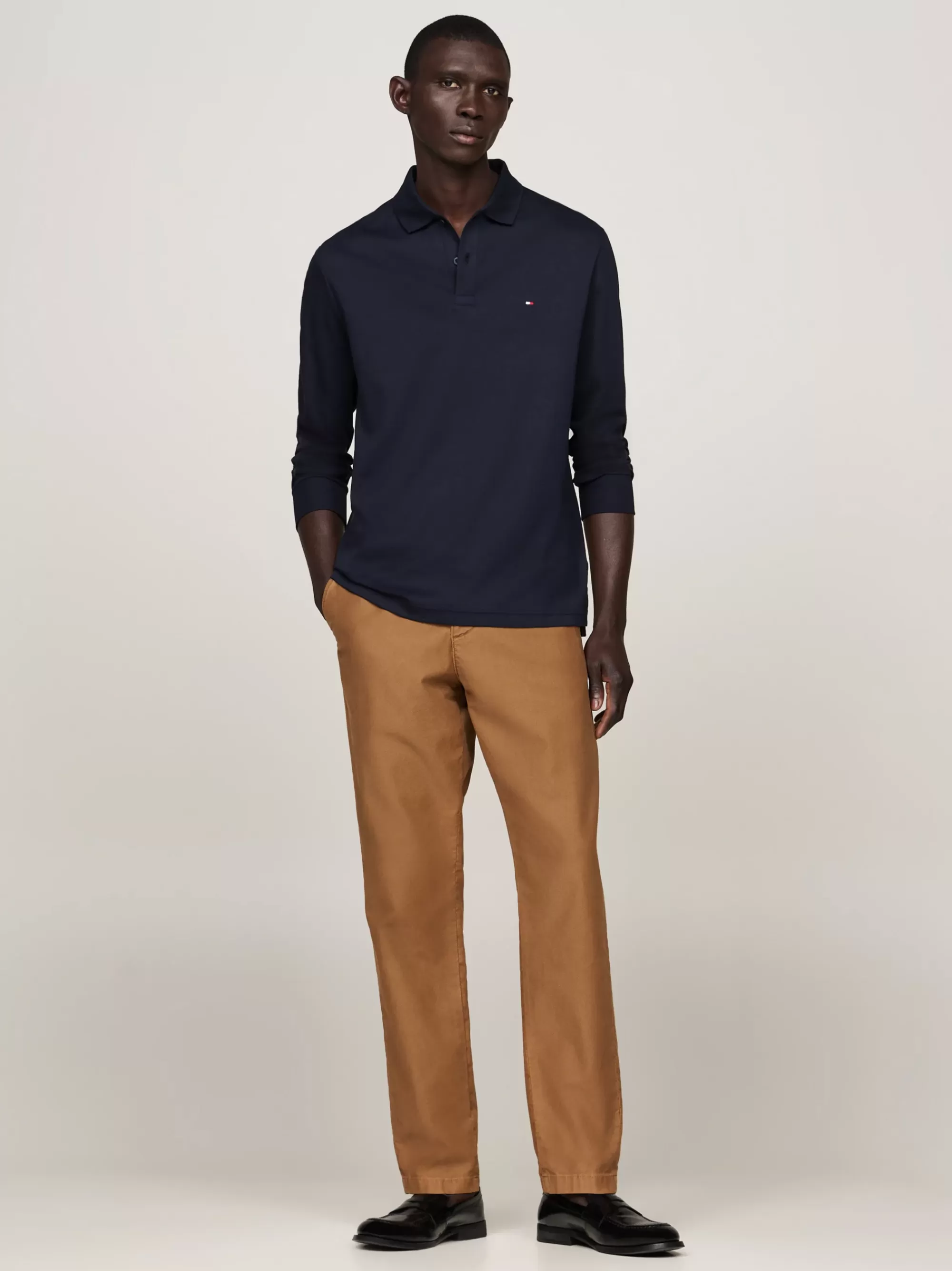 Polo's*Tommy Hilfiger Regular Fit Poloshirt Met Lange Mouwen DESERT SKY