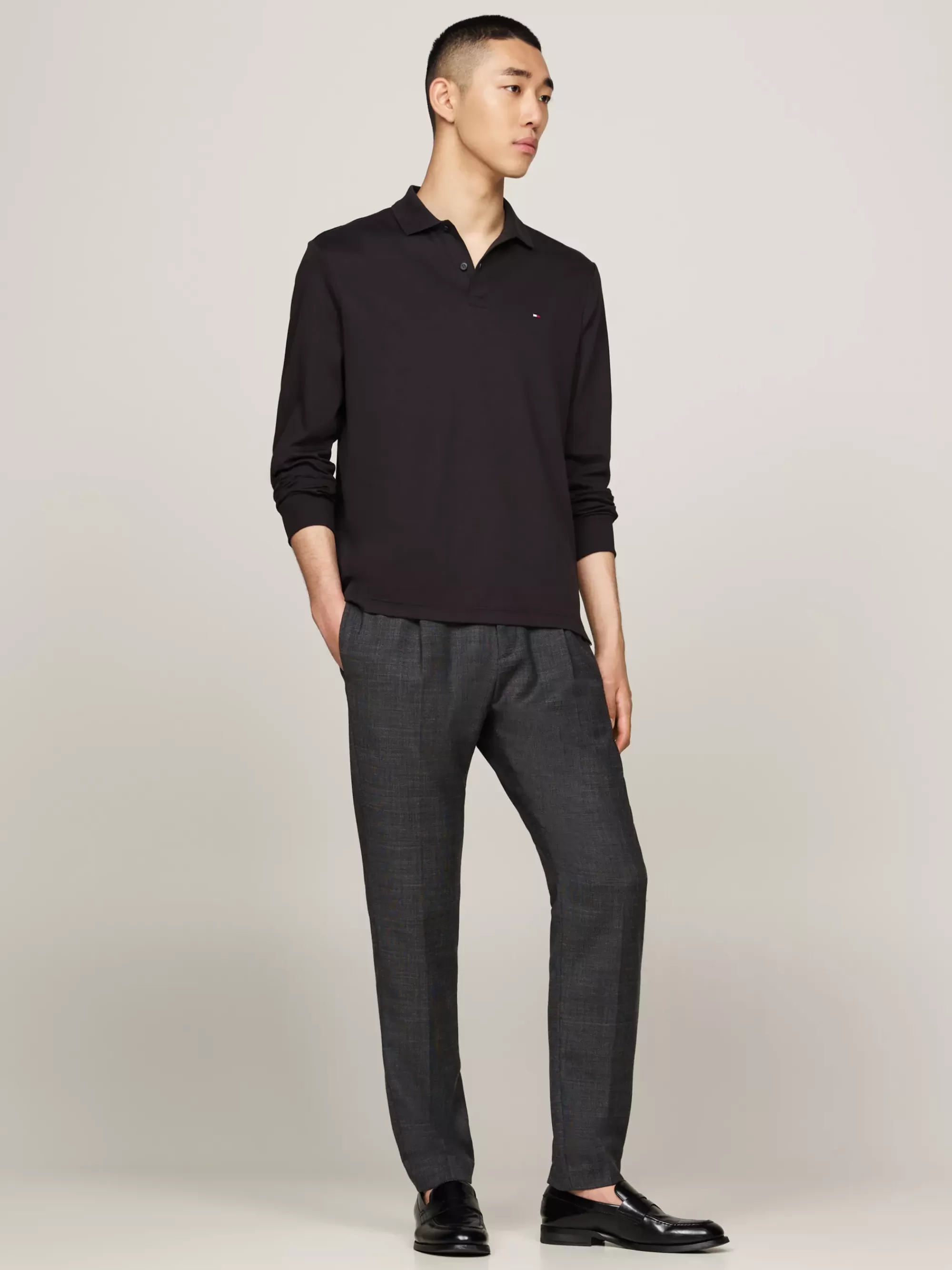 Polo's*Tommy Hilfiger Regular Fit Poloshirt Met Lange Mouwen BLACK