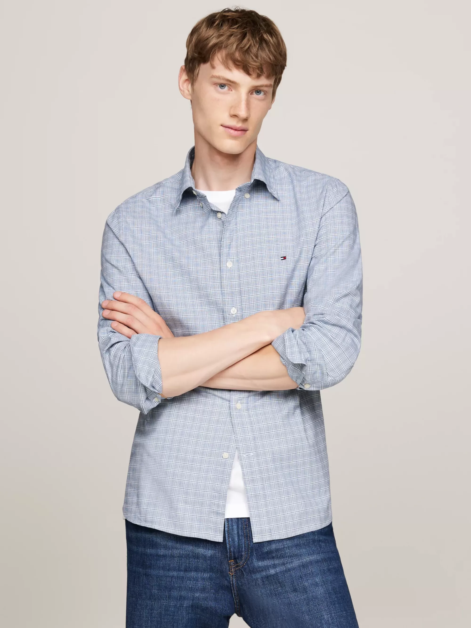 Overhemden*Tommy Hilfiger Regular Fit Poplin Overhemd Met Tartanruit DEEP INDIGO MULTI CHECK