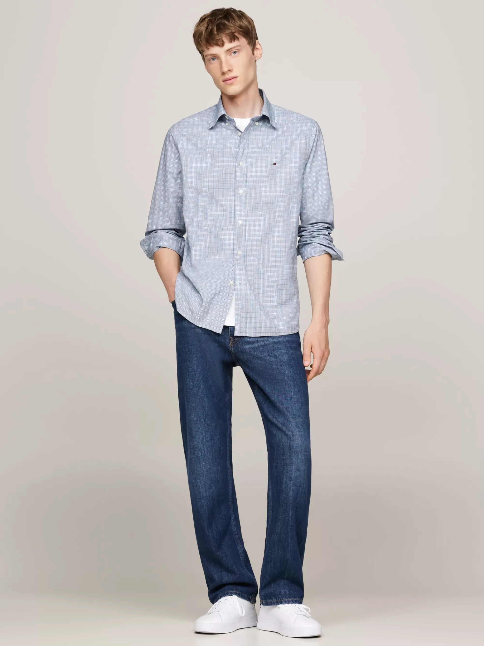 Overhemden*Tommy Hilfiger Regular Fit Poplin Overhemd Met Tartanruit DEEP INDIGO MULTI CHECK