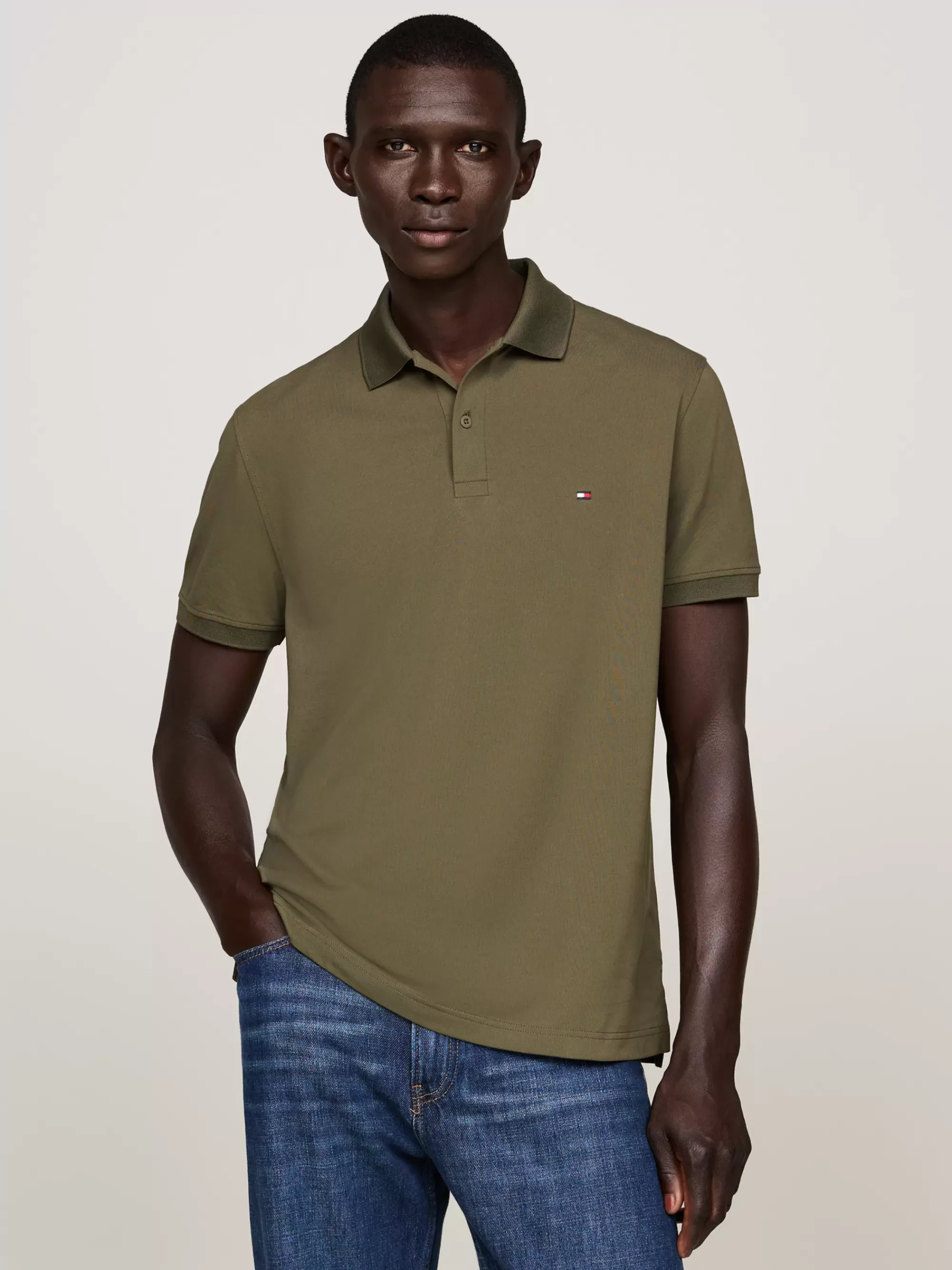 Polo's*Tommy Hilfiger Regular Fit Vochtafvoerende Piqué Polo ARMY GREEN
