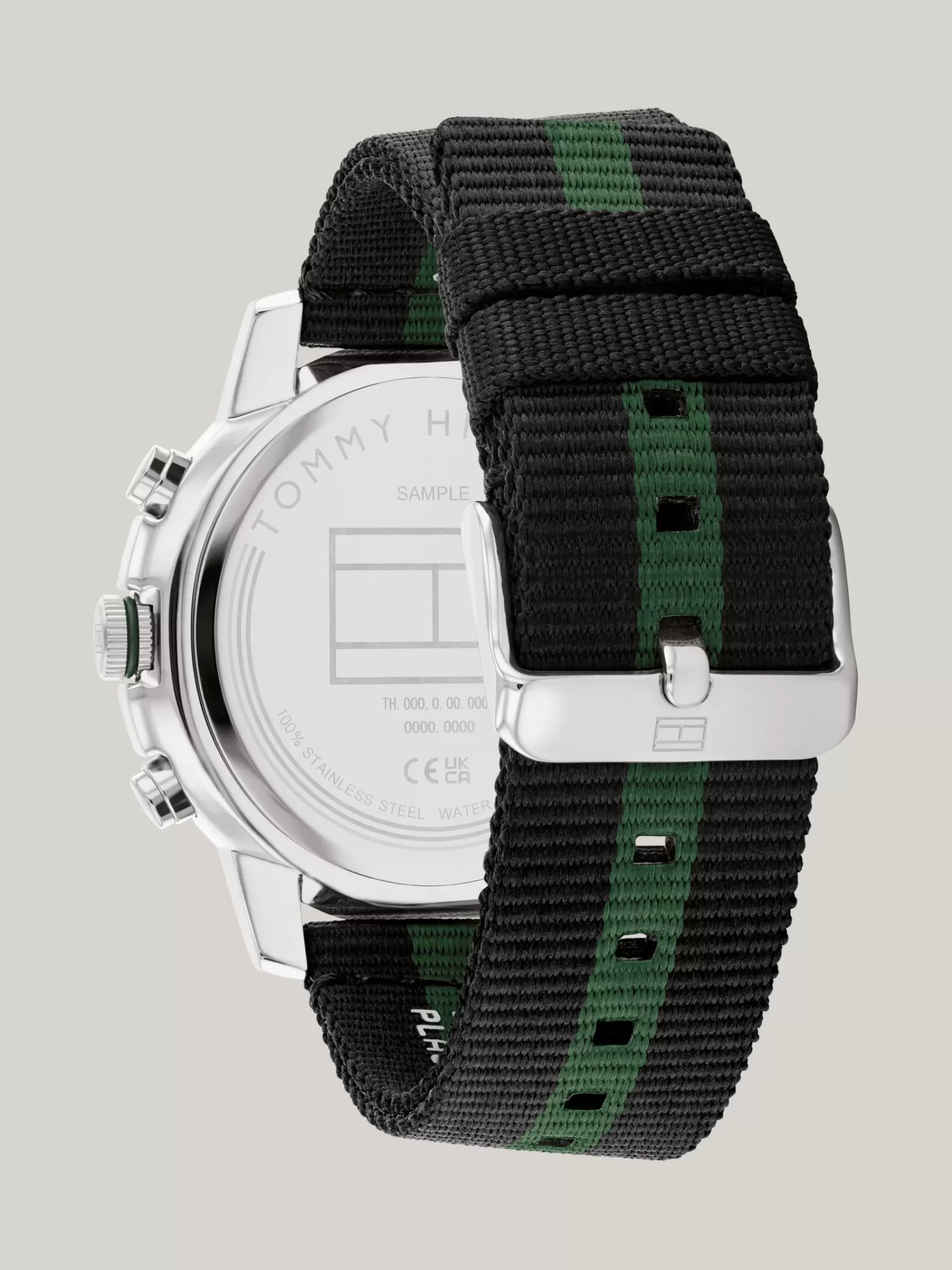 Horloges*Tommy Hilfiger Roestvrijstalen Sporthorloge Met Bandje Van Textiel BLACK