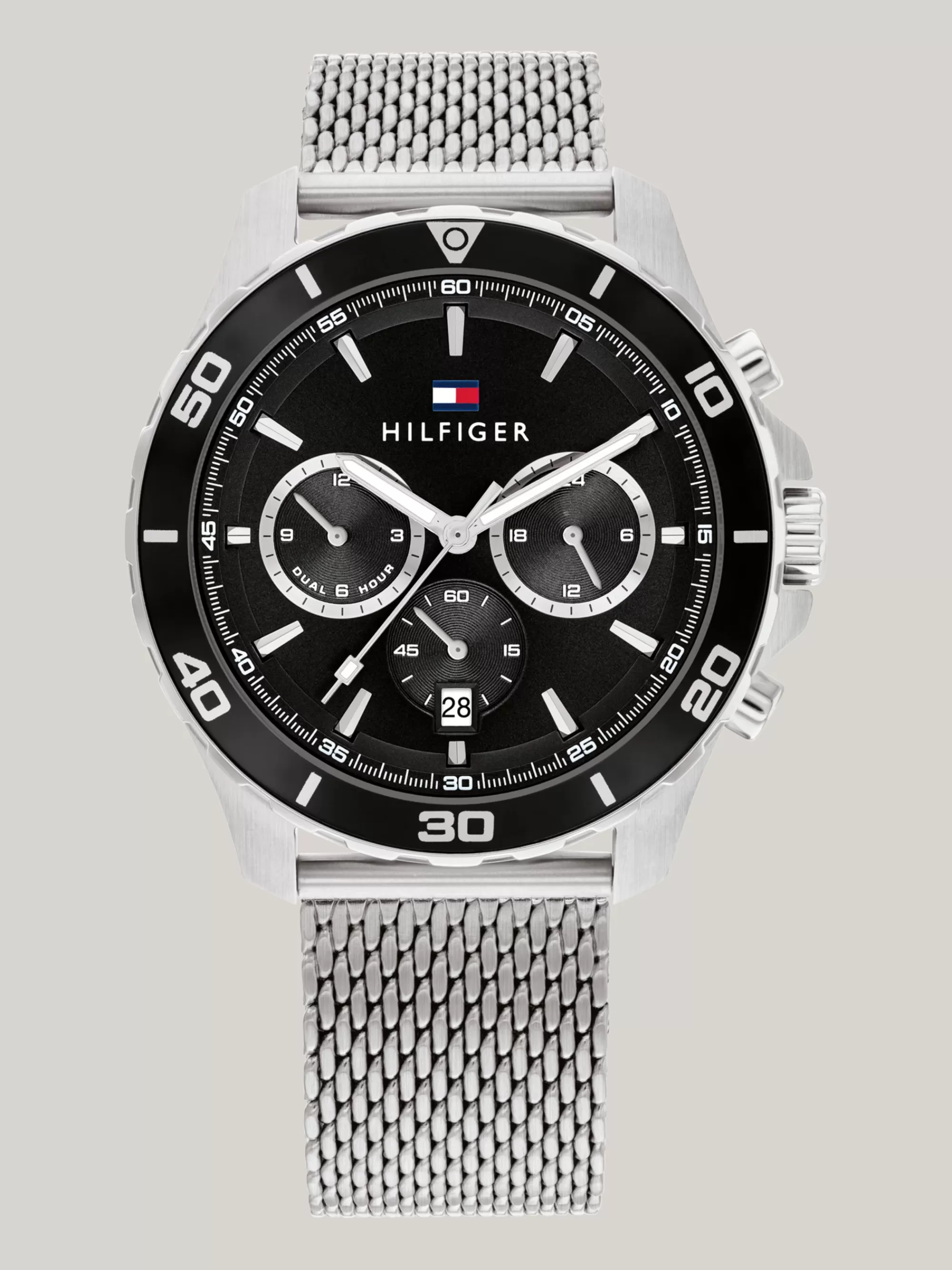 Horloges*Tommy Hilfiger Roestvrijstalen Sporthorloge Met Zwarte Wijzerplaat SILVER