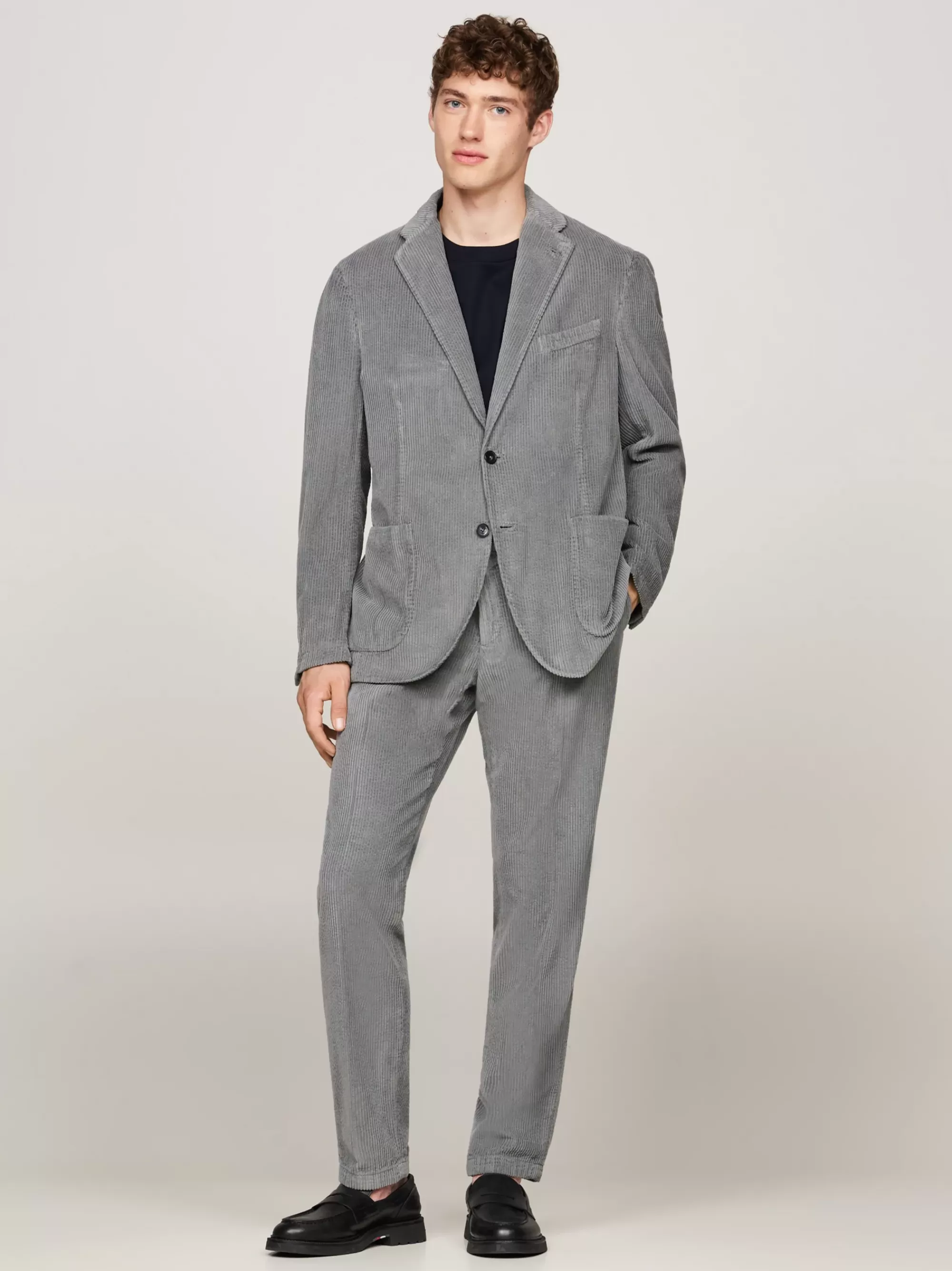 Pakken & Tailored*Tommy Hilfiger Slim Fit Tweedelig Pak Van Fluwelen Corduroy GREY