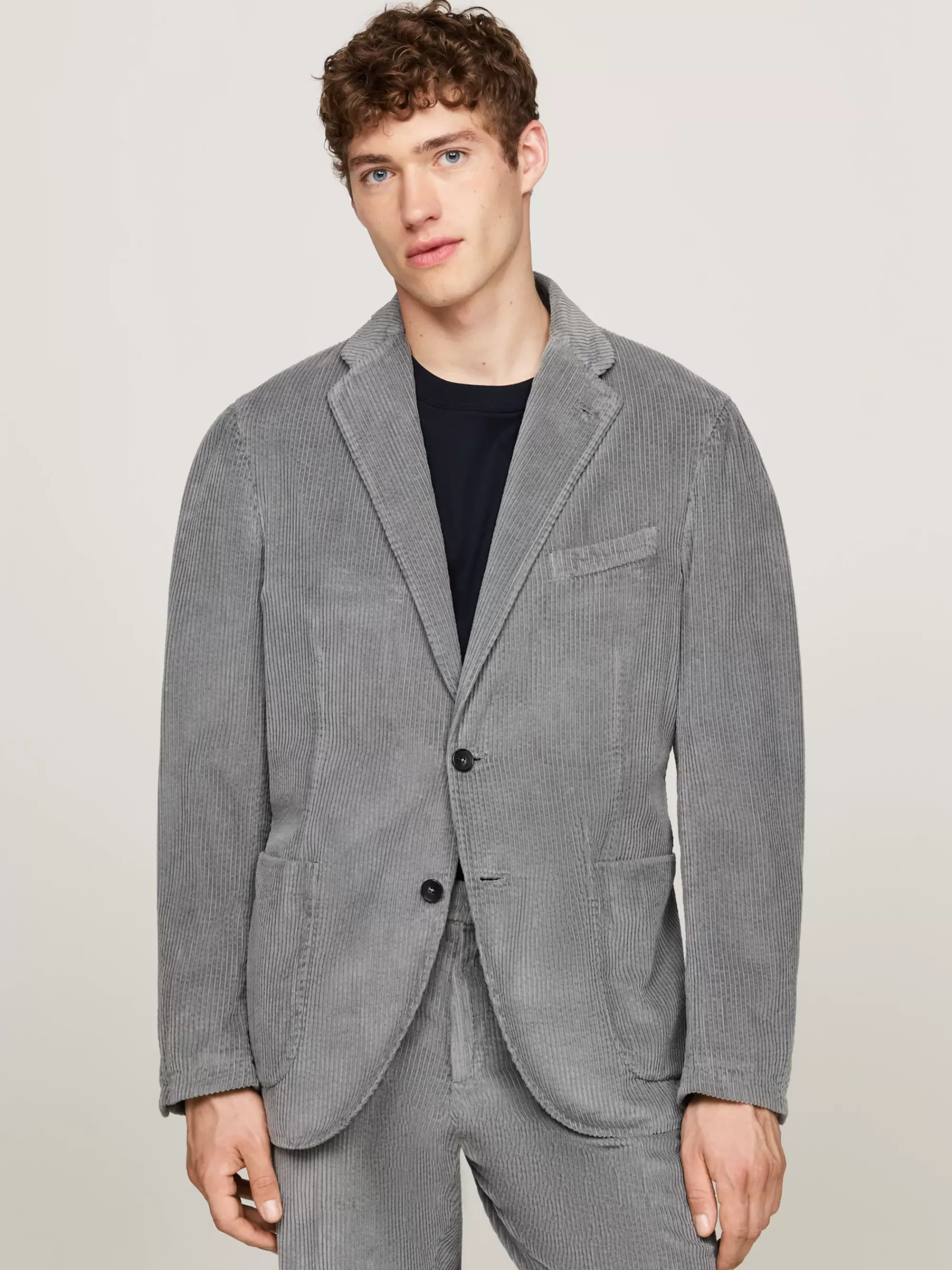 Pakken & Tailored*Tommy Hilfiger Slim Fit Tweedelig Pak Van Fluwelen Corduroy GREY