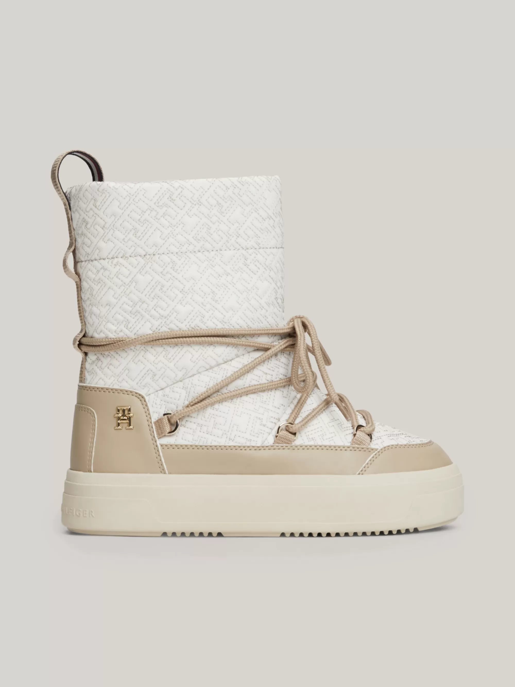 Laarzen & Enkellaarzen*Tommy Hilfiger Snowboot Met Veters En TH-monogram BEIGE