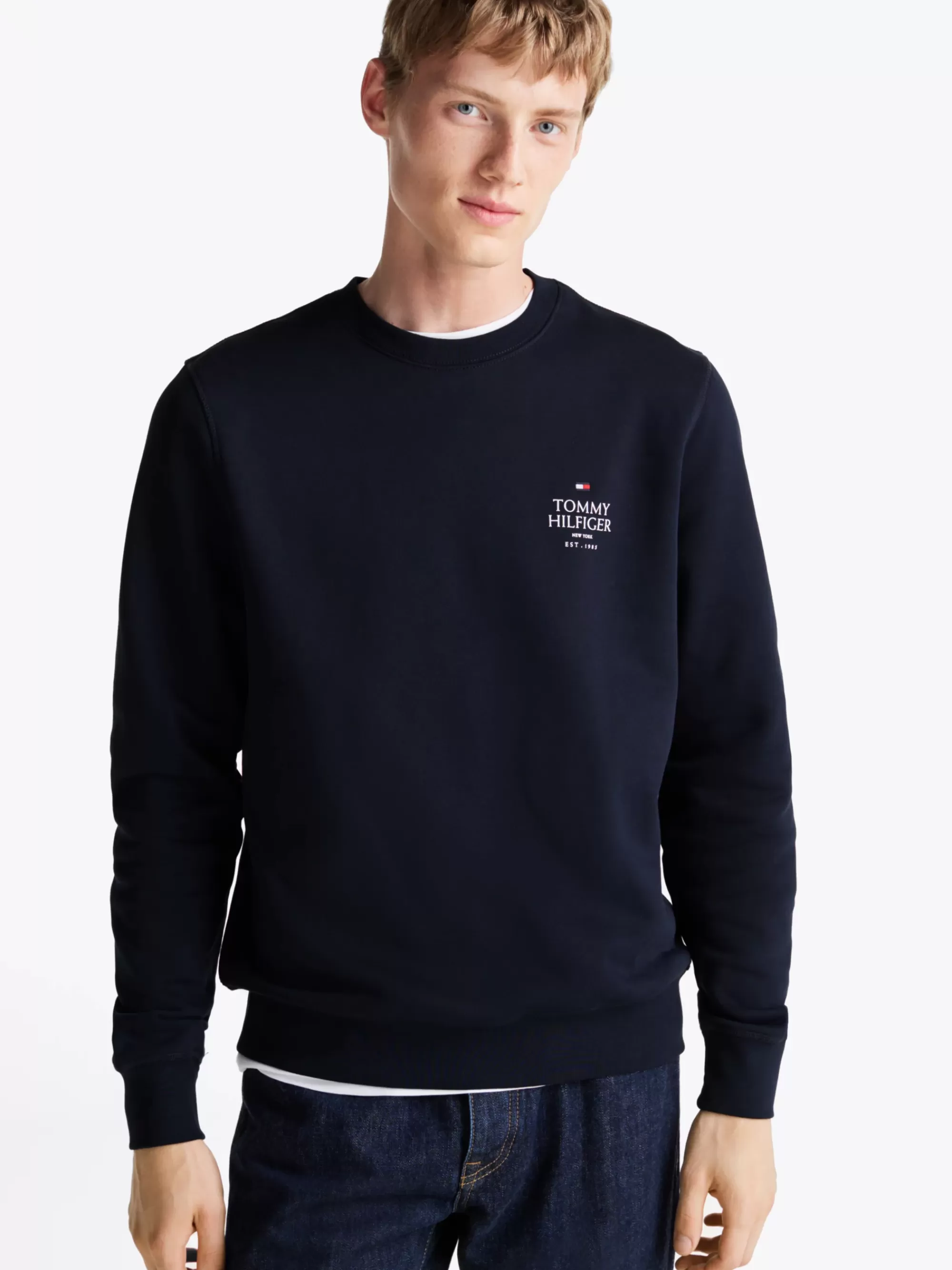 Sweatshirts & Hoodies*Tommy Hilfiger Sweatshirt Met Ronde Hals En Logo Op De Borst DESERT SKY