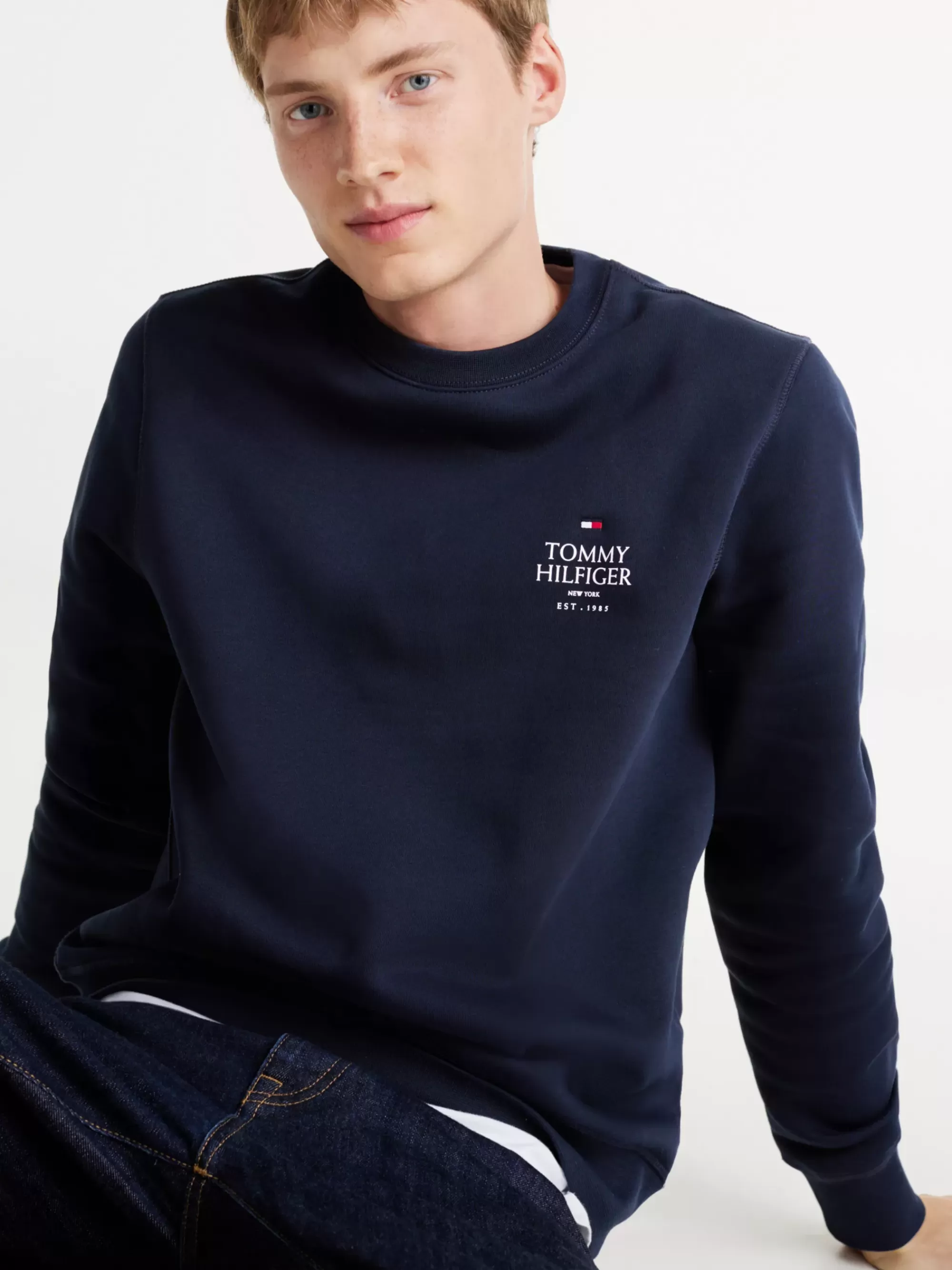 Sweatshirts & Hoodies*Tommy Hilfiger Sweatshirt Met Ronde Hals En Logo Op De Borst DESERT SKY