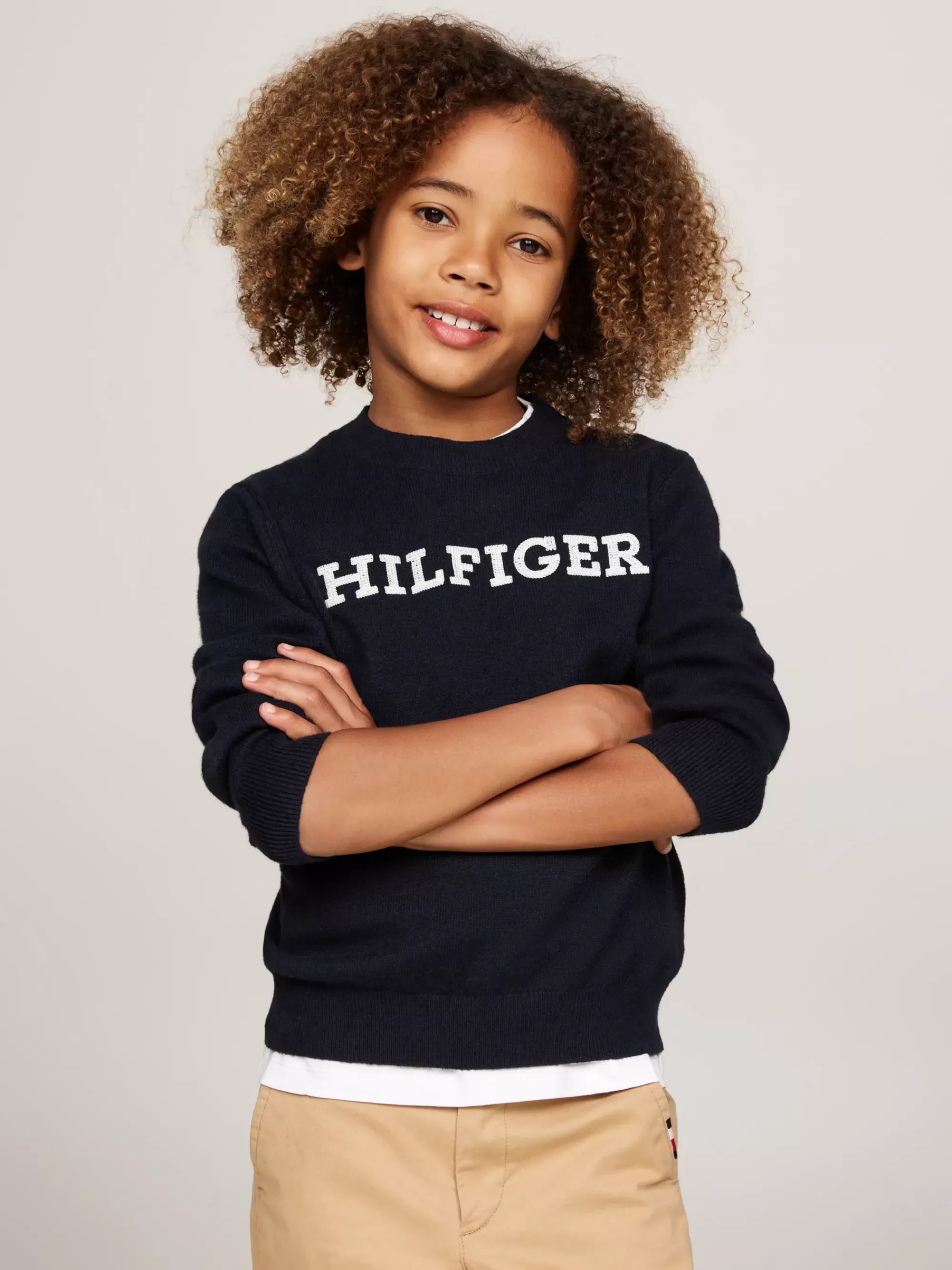 Truien & Vesten*Tommy Hilfiger Trui Met Ronde Hals En Hilfiger Monotype-logo DESERT SKY