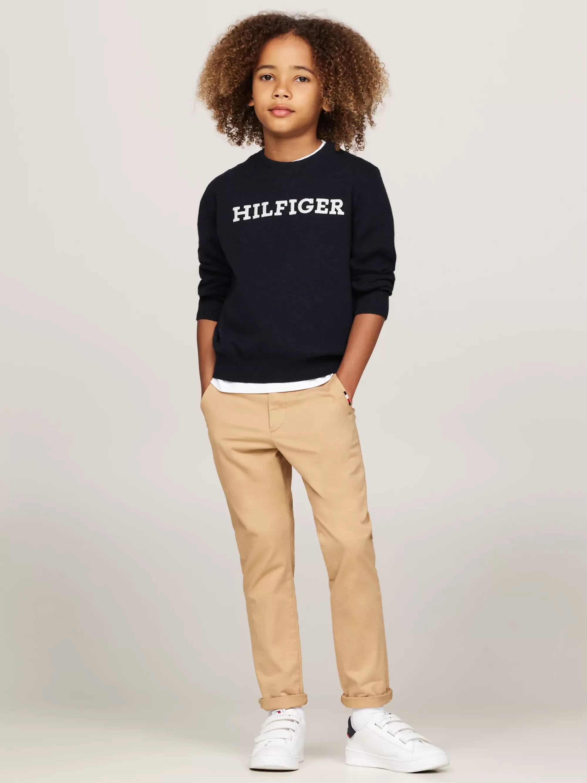 Truien & Vesten*Tommy Hilfiger Trui Met Ronde Hals En Hilfiger Monotype-logo DESERT SKY