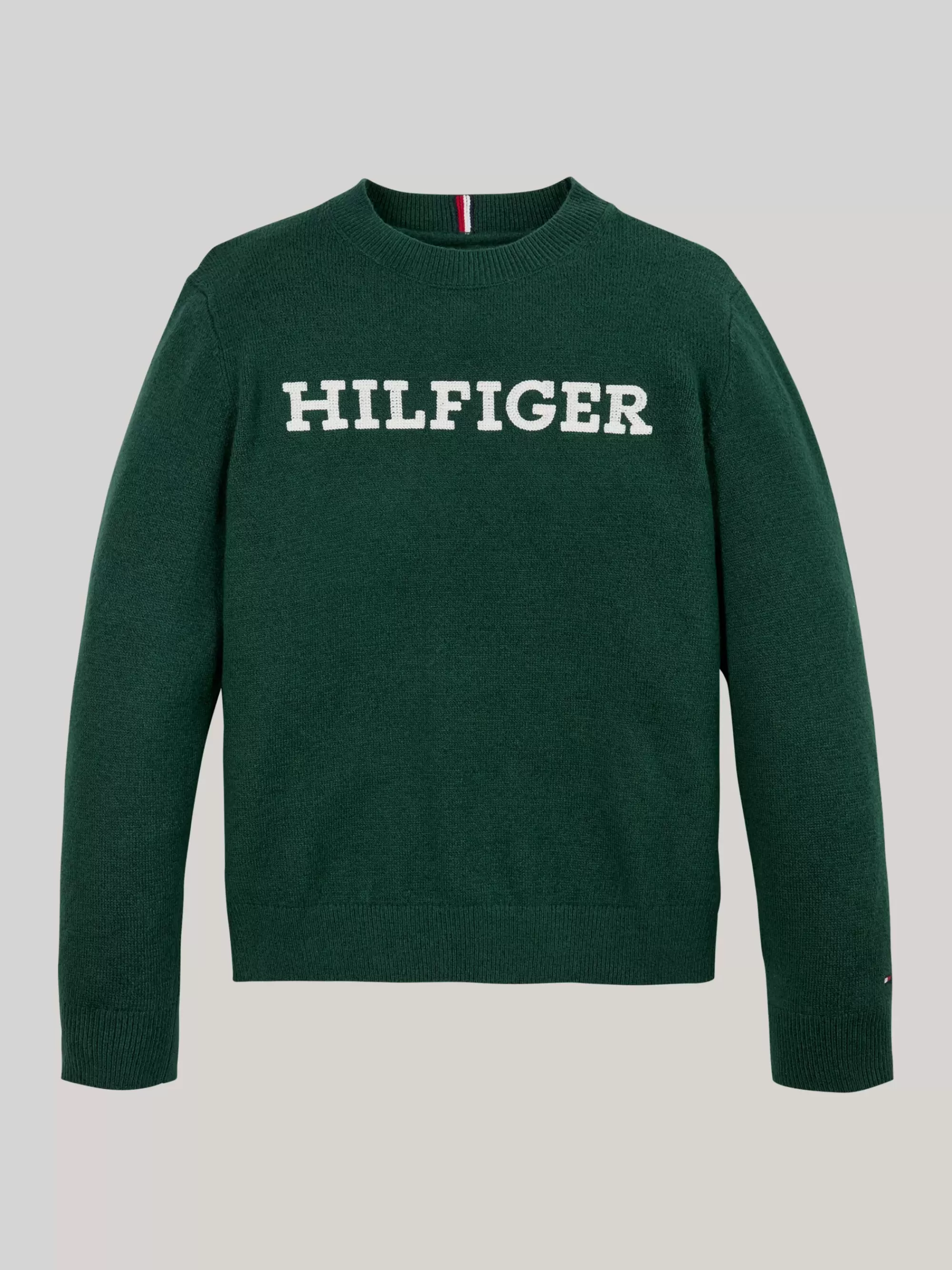 Truien & Vesten*Tommy Hilfiger Trui Met Ronde Hals En Hilfiger Monotype-logo ORNAMENTAL GREEN