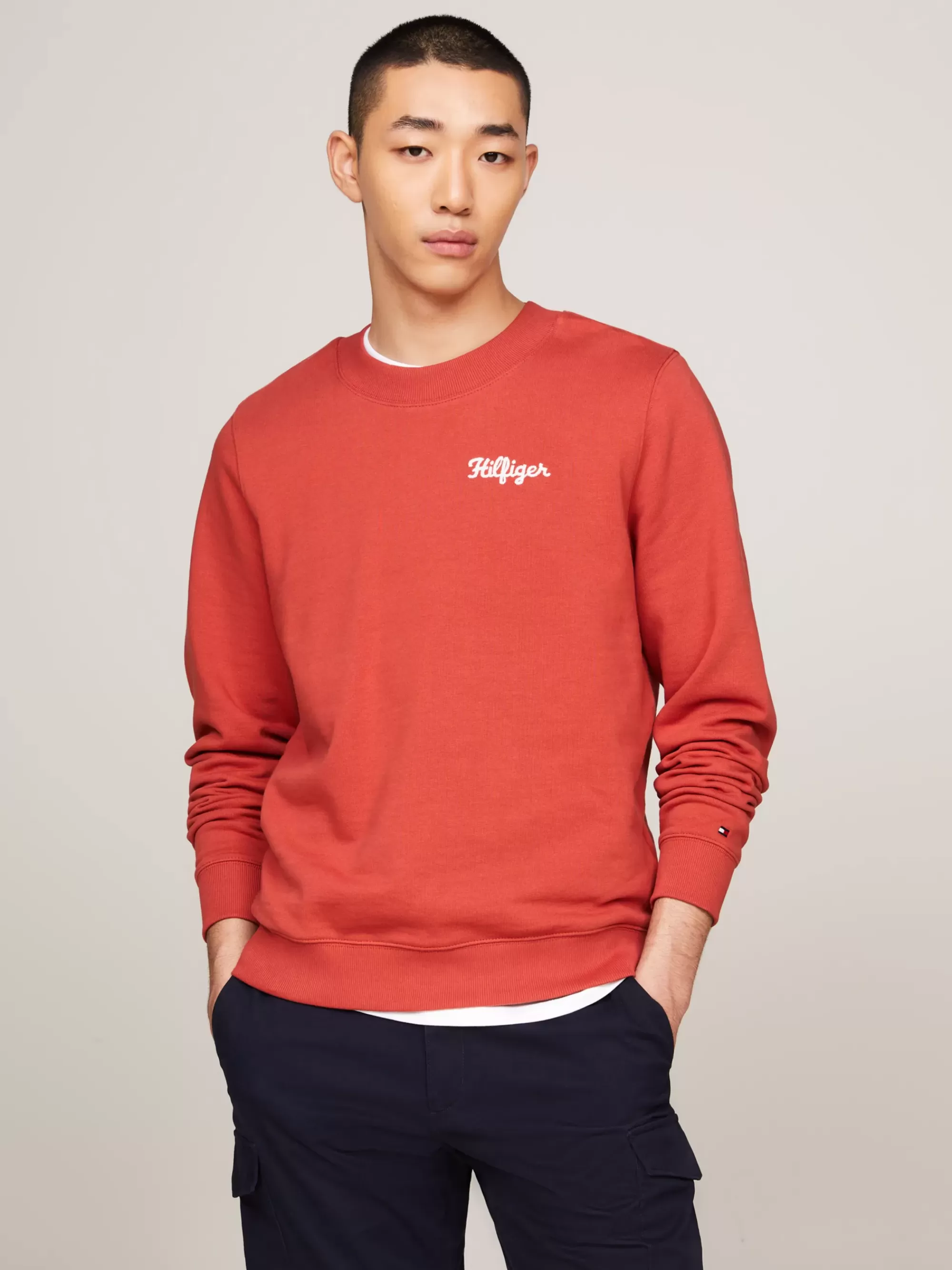 Sweatshirts & Hoodies*Tommy Hilfiger Trui Met Ronde Hals En Logo Op De Borst TERRA RED