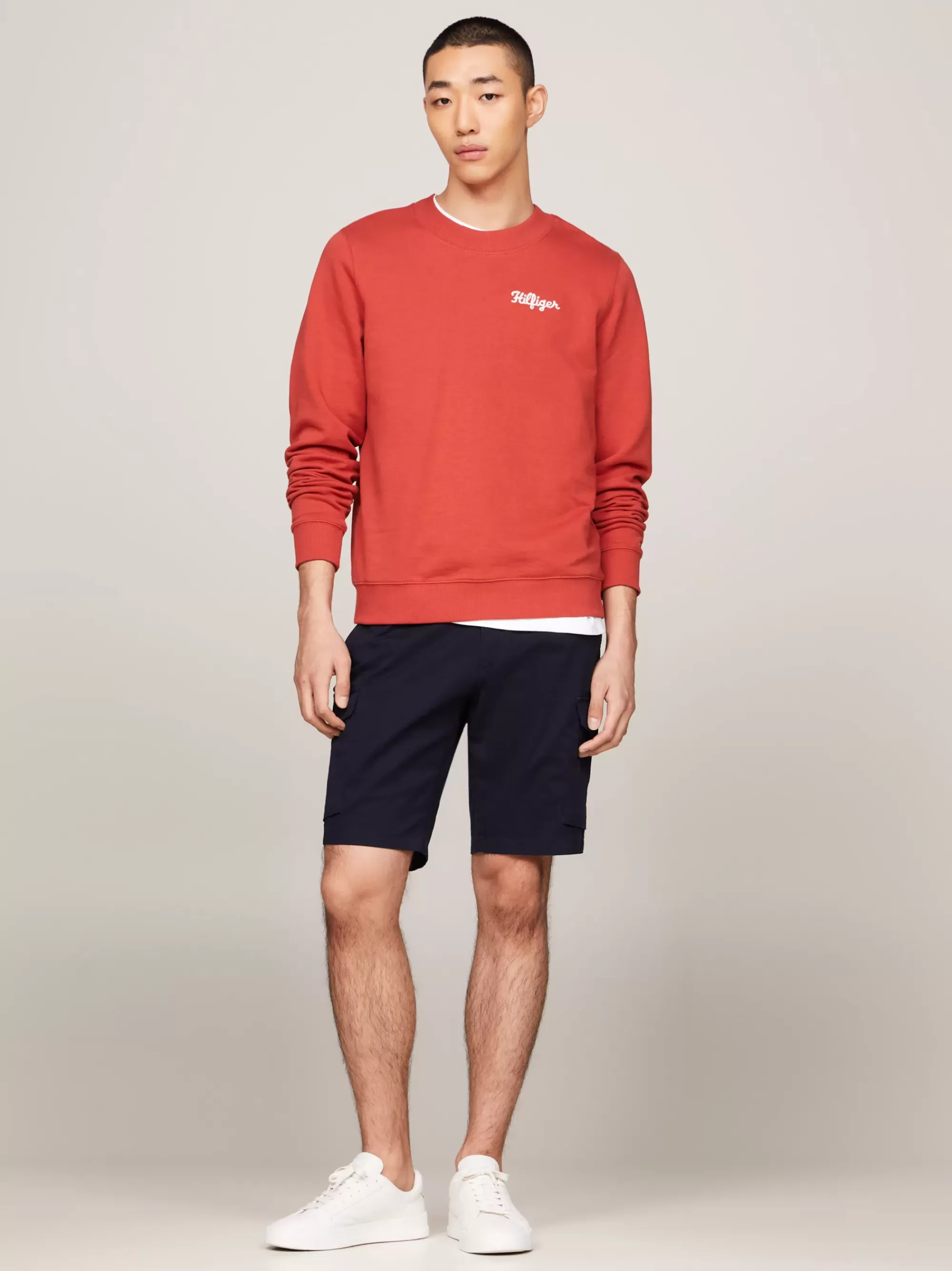 Sweatshirts & Hoodies*Tommy Hilfiger Trui Met Ronde Hals En Logo Op De Borst TERRA RED