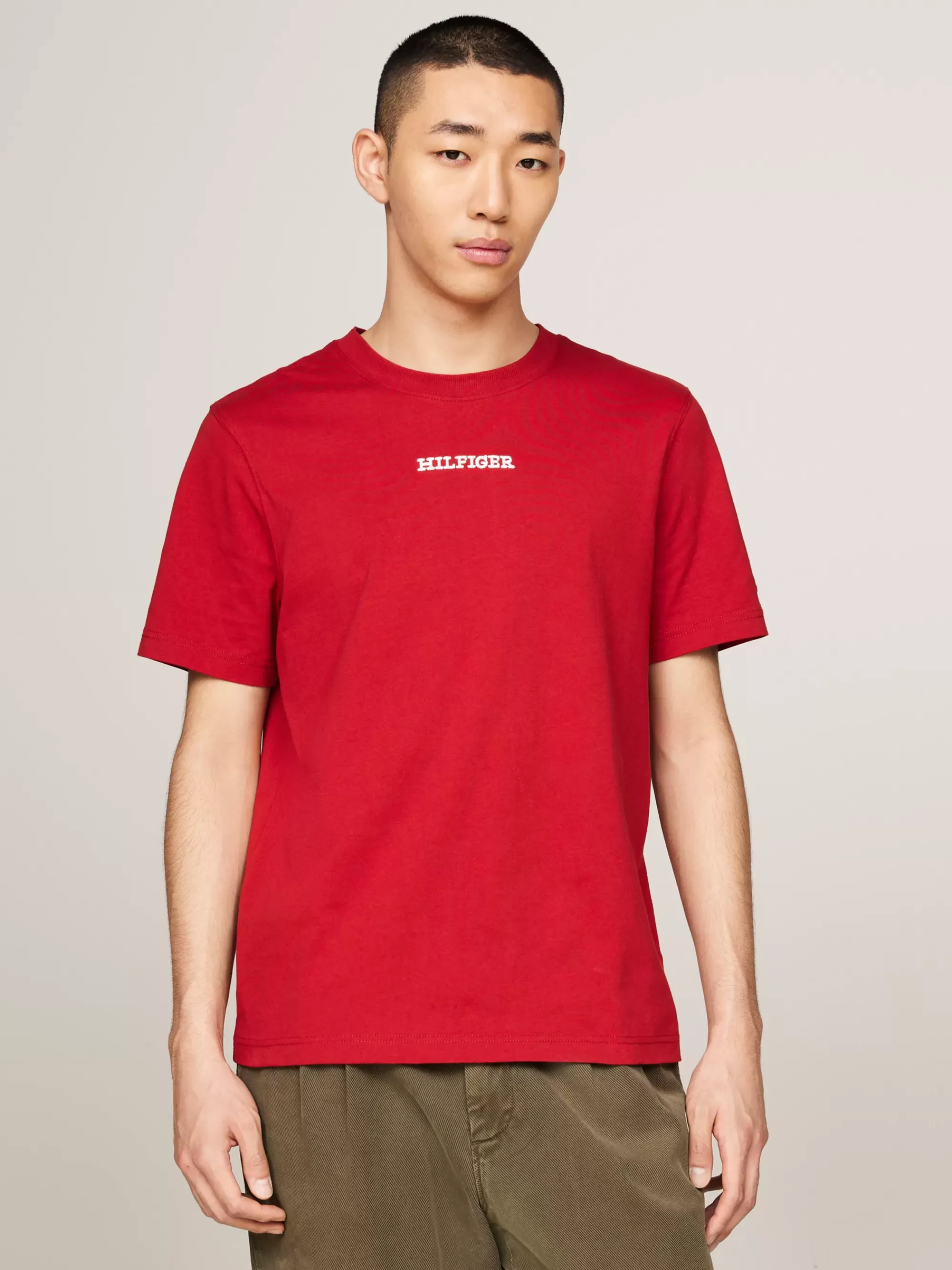 T-Shirts*Tommy Hilfiger T-shirt Met Geborduurd Hilfiger Monotype-logo DARK MAGMA