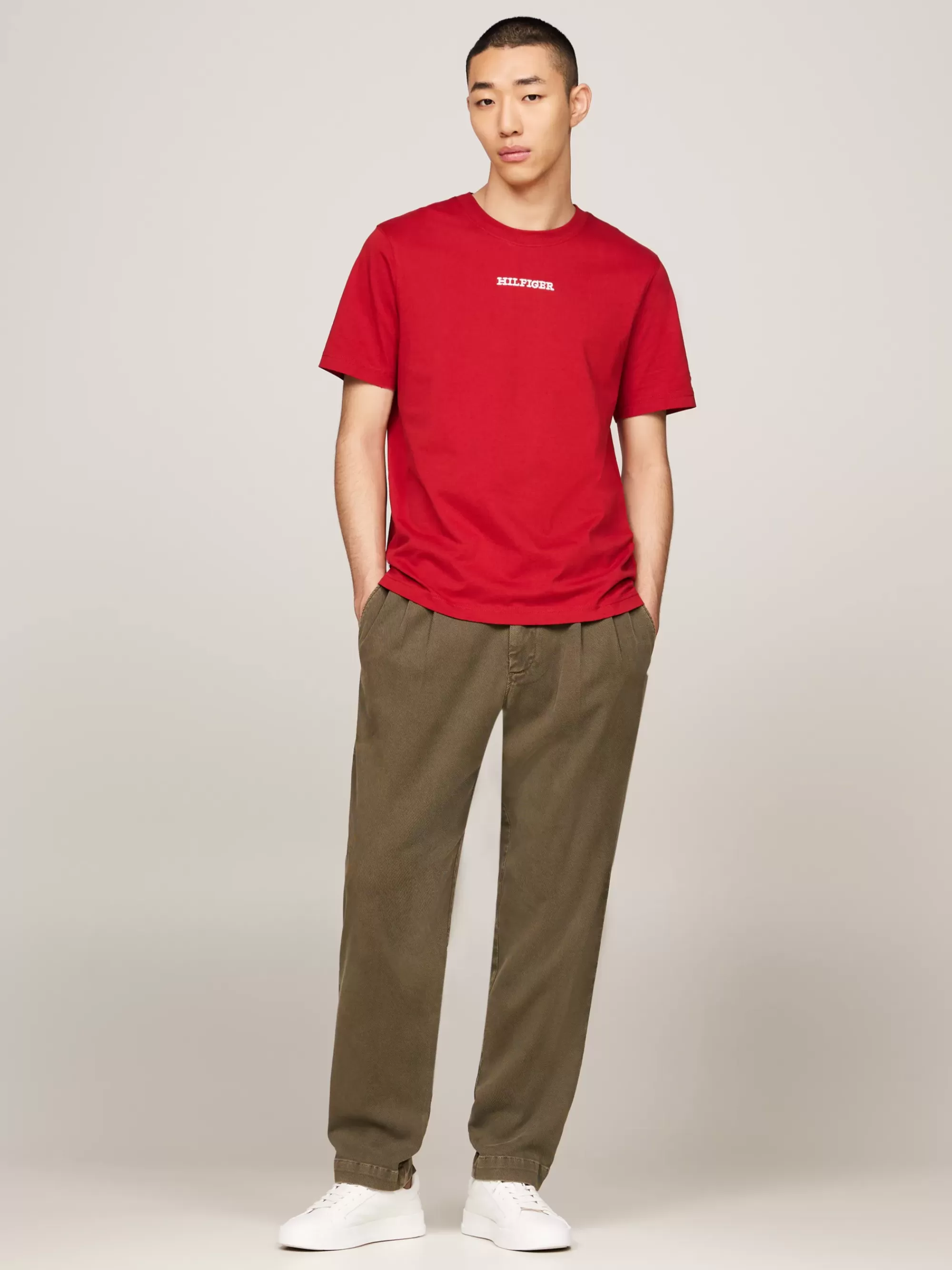 T-Shirts*Tommy Hilfiger T-shirt Met Geborduurd Hilfiger Monotype-logo DARK MAGMA